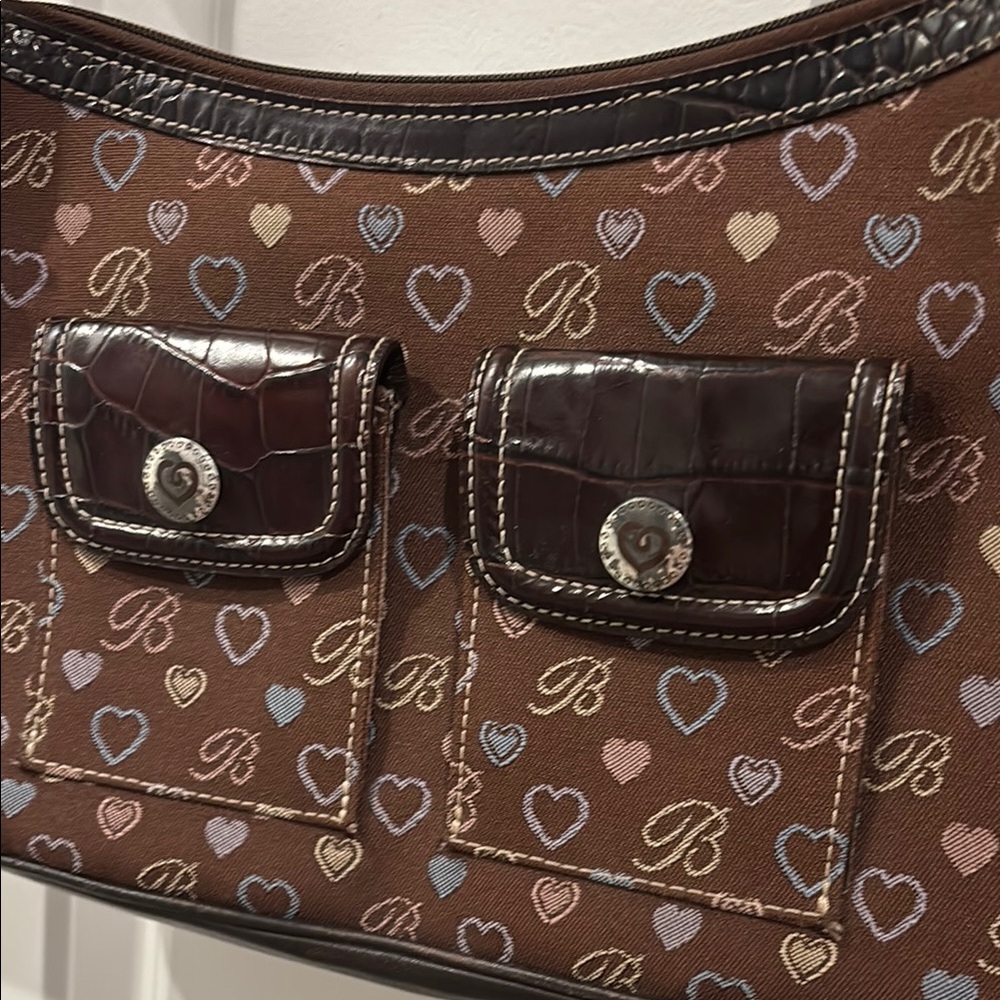 Brown Heart Pattern Shoulder Bag - Picture 2 of 6